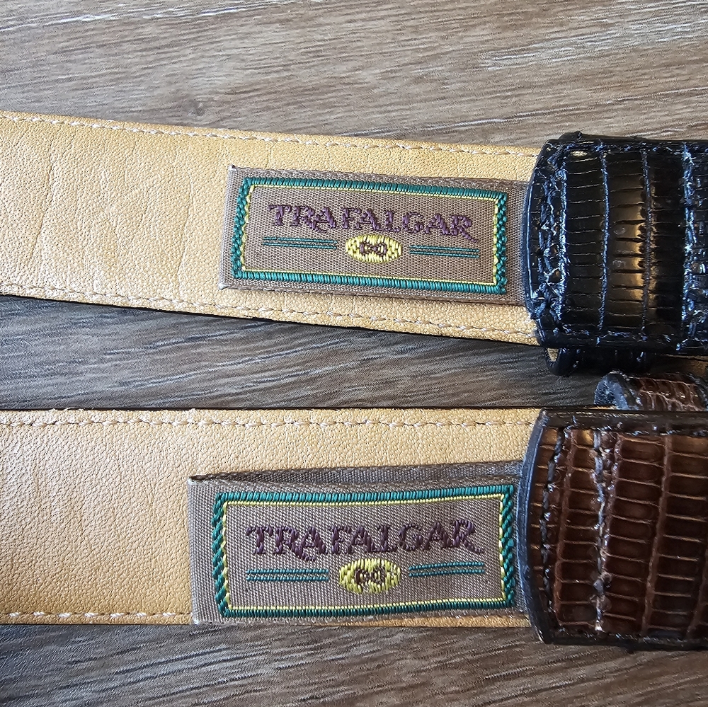 One Trafalgar Burnished Java Lizard Skin Belt Siz… - image 3